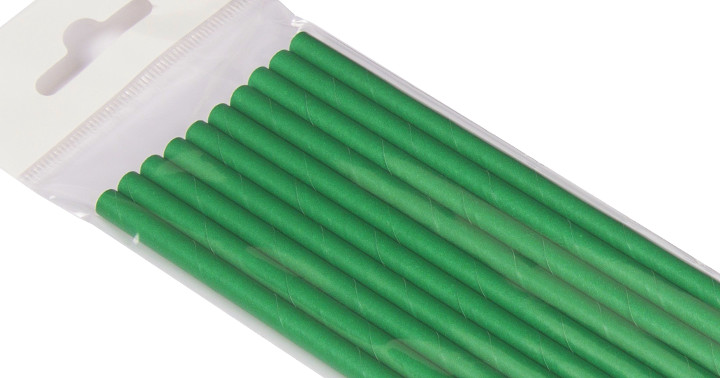 Słomki papierowe ciemno-zielone pełen kolor 6mm/197mm 10 szt