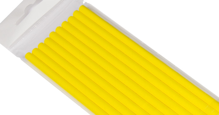 Słomki papierowe żółte pełen kolor 6mm/197mm 10 szt