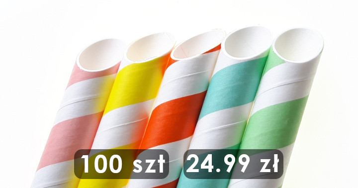 Słomki papierowe bubble tea 210/12mm 100 szt mix kolorów paski