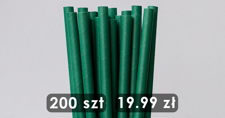 Słomki papierowe ciemno-zielone pełen kolor 8mm/210mm 200 szt