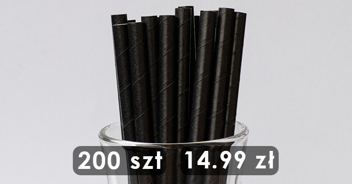 Koktajlowe słomki papierowe krótkie 140/8mm 200 szt czarne