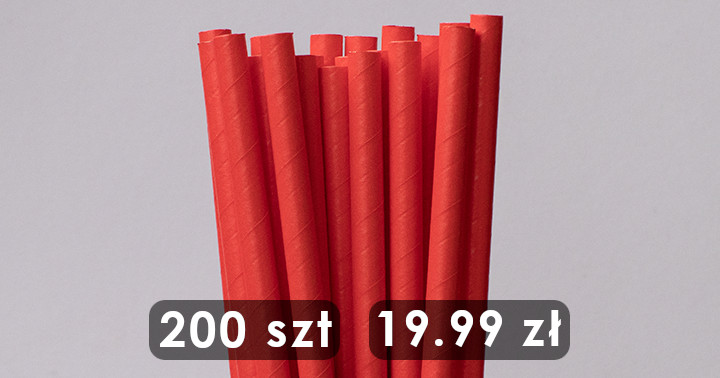 Słomki papierowe czerwone pełen kolor 8mm/210mm 200 szt